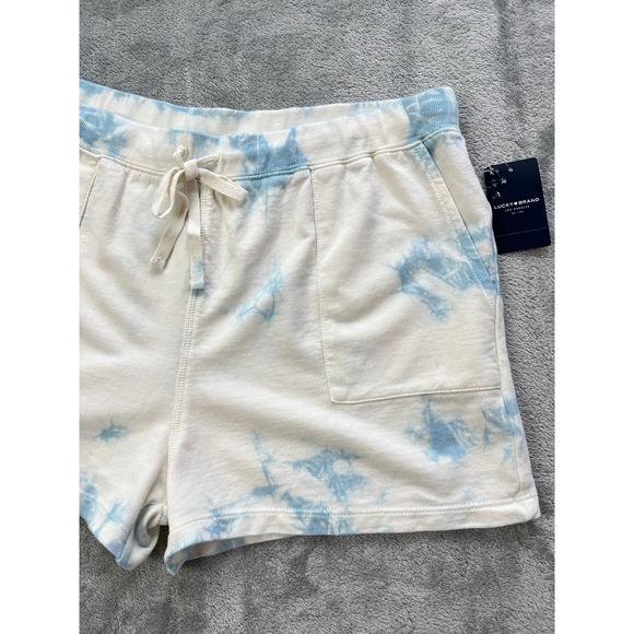 Lucky Brand NWT Tie Dye Lounge Shorts Medium Blue White Comfy Stretchy Waist - Picture 2 of 16